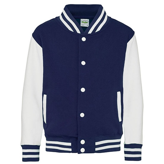 Bluza Dziecieca Baseballowa Czesana Bawelna JH043K - Oxford Navy & White