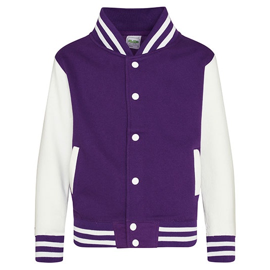 Bluza Dziecieca Baseballowa Czesana Bawelna JH043K - Purple & White