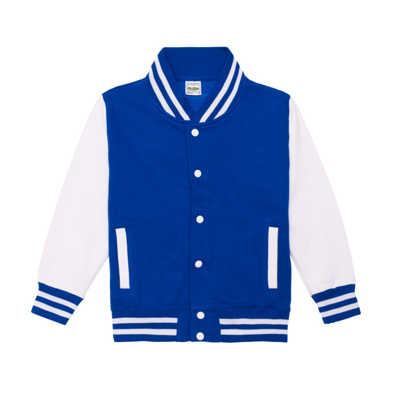 Bluza Dziecięca Baseballowa Czesana Bawełna JH043K - Royal Blue & White