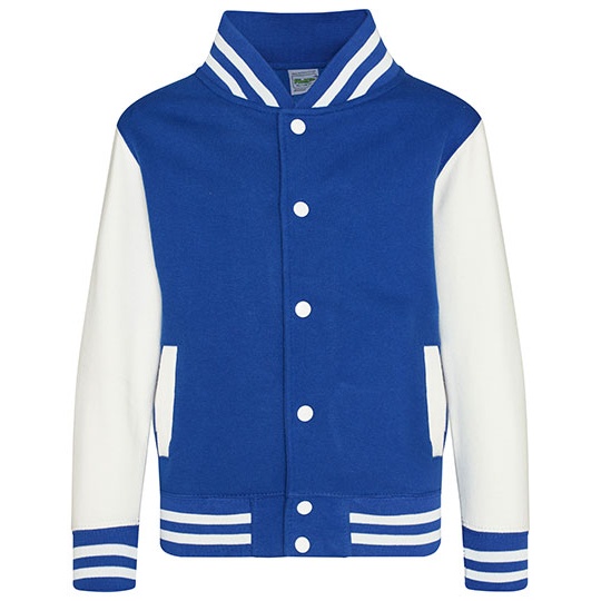 Bluza Dziecieca Baseballowa Czesana Bawelna JH043K - Royal Blue & White