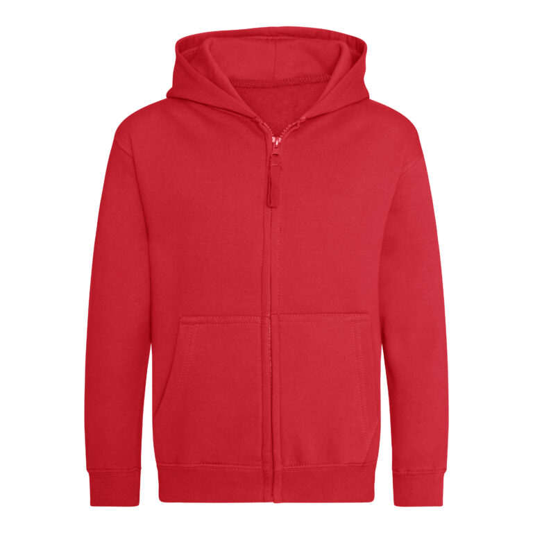 Bluza Dziecięca Rozpinana Z Kapturem Bawełniana Czesana JH050K - Fire Red