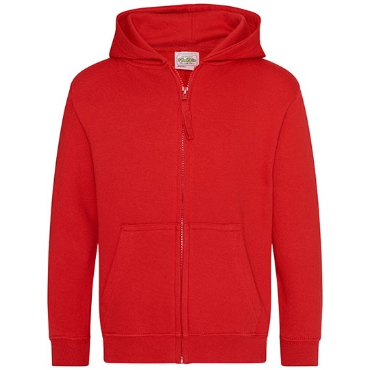 Bluza Dziecieca Rozpinana Z Kapturem Bawelniana Czesana JH050K - Fire Red