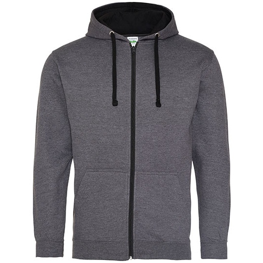 Bluza Rozpinana z Kapturem Bawelniana JH053 - Charcoal (Heather) & Jet Black