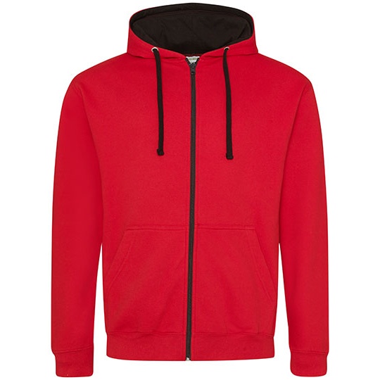 Bluza Rozpinana z Kapturem Bawełniana JH053 - Fire Red & Jet Black