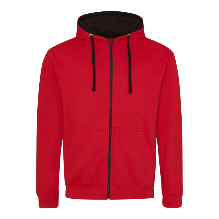 Bluza Rozpinana z Kapturem Bawełniana JH053 - Fire Red & Jet Black
