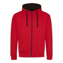 Bluza Rozpinana z Kapturem Bawełniana JH053 - Fire Red & Jet Black