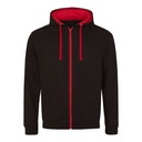 Bluza Rozpinana z Kapturem Bawełniana JH053 - Jet Black & Fire Red