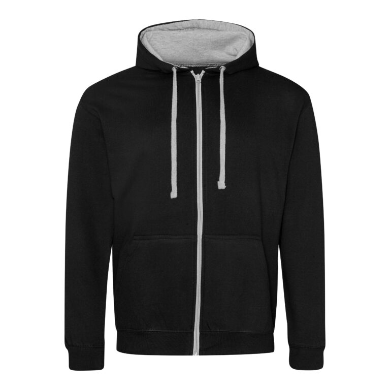 Bluza Rozpinana z Kapturem Bawełniana JH053 - Jet Black & Heather Grey