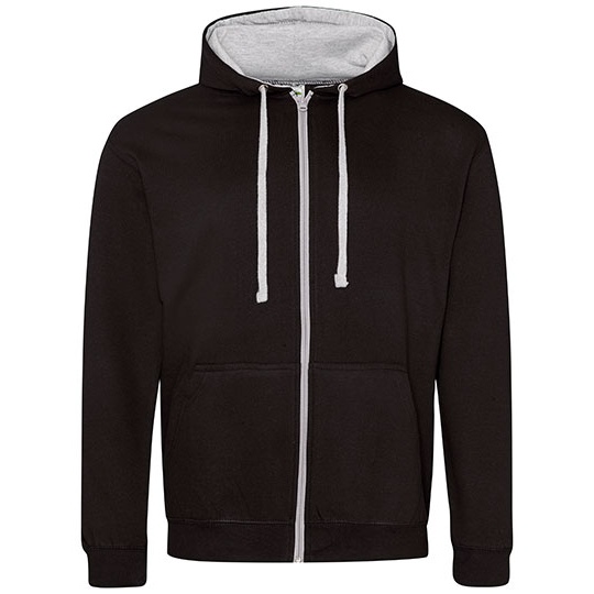 Rozpinana bluza z kapturem JH053 - Jet Black & Heather Grey