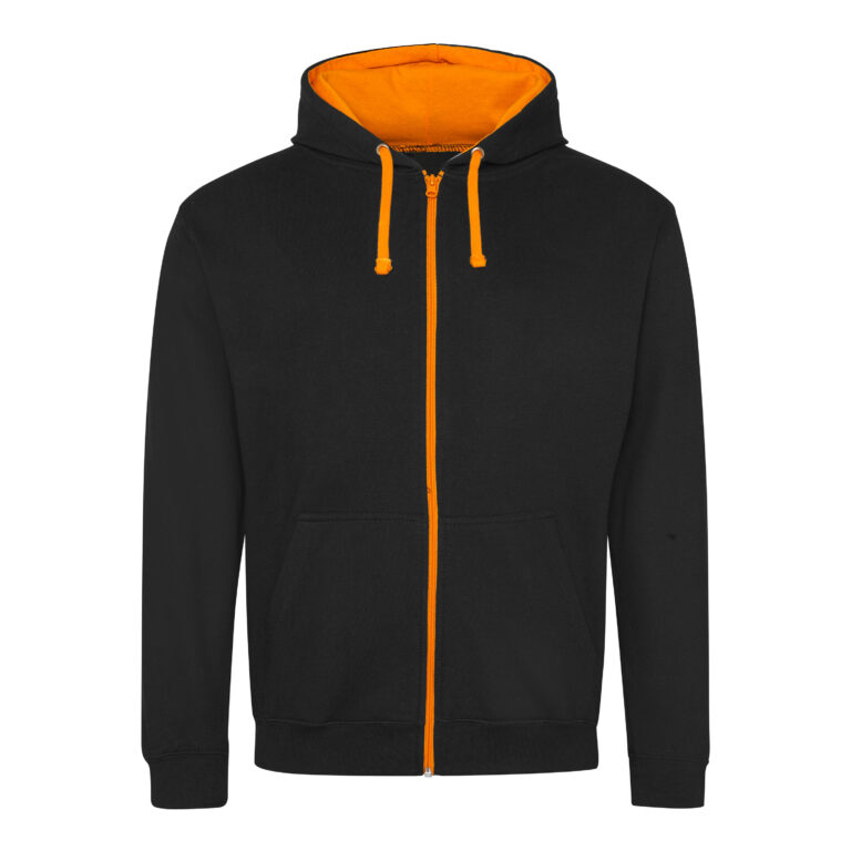 Bluza Rozpinana z Kapturem Bawełniana JH053 - Jet Black & Orange Crush