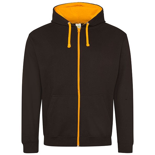 Bluza Rozpinana z Kapturem Bawelniana JH053 - Jet Black & Orange Crush