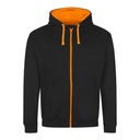 Bluza Rozpinana z Kapturem Bawełniana JH053 - Jet Black & Orange Crush
