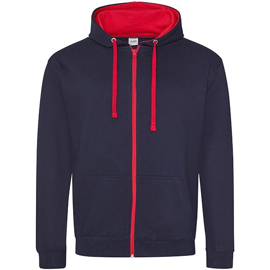 Bluza Rozpinana z Kapturem Bawelniana JH053 - New French Navy & Fire Red