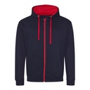 Bluza Rozpinana z Kapturem Bawełniana JH053 - New French Navy & Fire Red