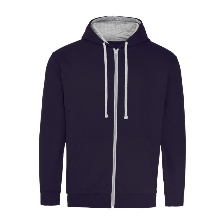 Bluza Rozpinana z Kapturem Bawełniana JH053 - New French Navy & Heather Grey