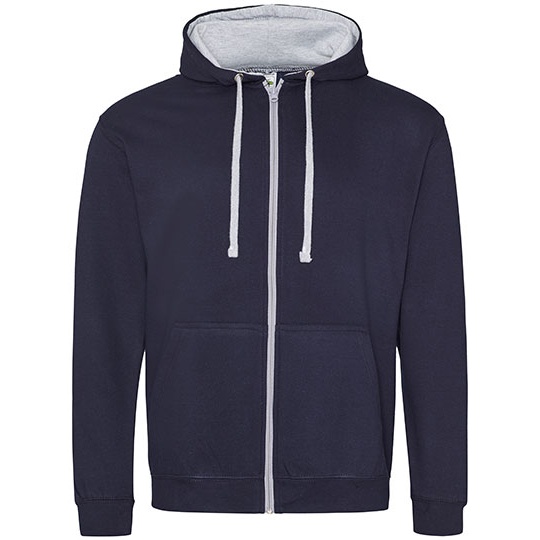 Bluza Rozpinana z Kapturem Bawelniana JH053 - New French Navy & Heather Grey