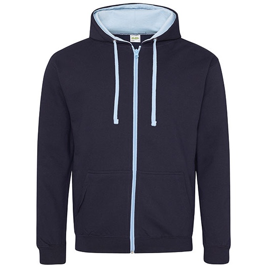 Rozpinana bluza z kapturem JH053 - New French Navy & Sky Blue