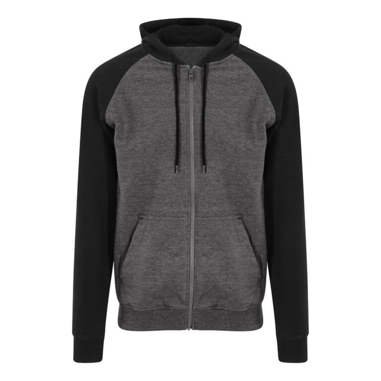 Bluza Raglanowa Bawełniana Czesana JH063 - Charcoal (Heather) & Jet Black