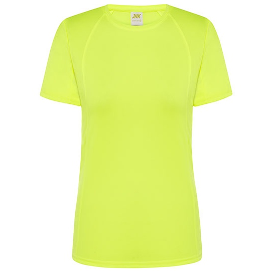 T-shirt Damski Sportowy Slim Poliester JHK101 - Gold Fluor