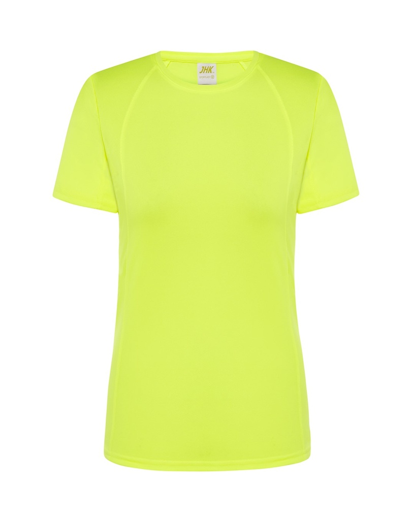 T-shirt Damski Sportowy Slim Poliester JHK101 - Gold Fluor