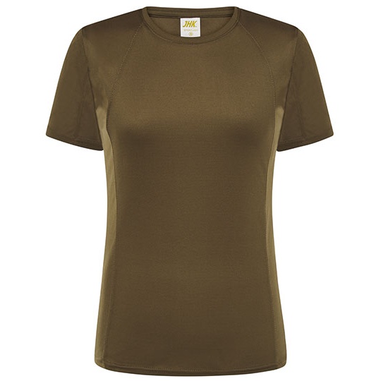 T-shirt Damski Sportowy Slim Poliester JHK101 - Khaki