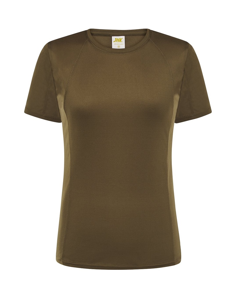 T-shirt Damski Sportowy Slim Poliester JHK101 - Khaki