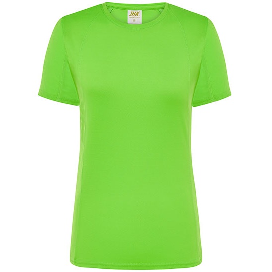 T-shirt Damski Sportowy Slim Poliester JHK101 - Lime Fluor