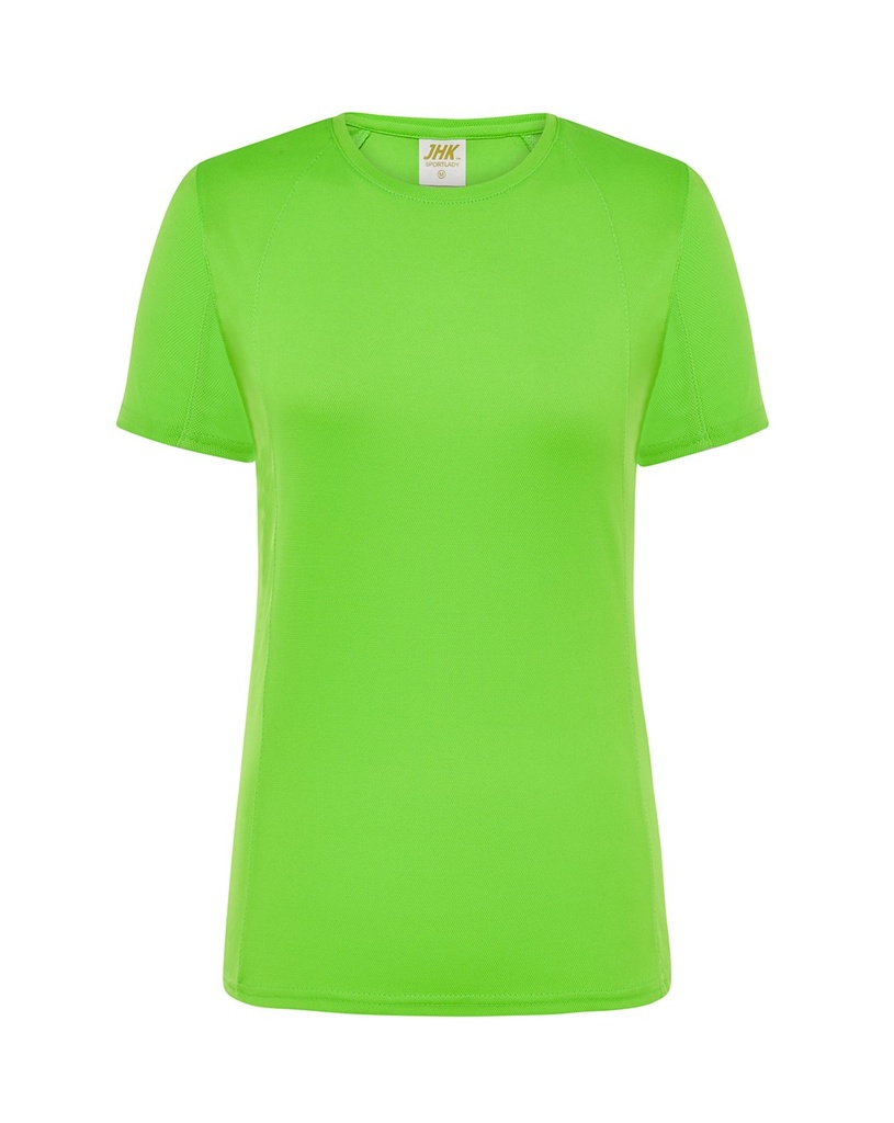 T-shirt Damski Sportowy Slim Poliester JHK101 - Lime Fluor