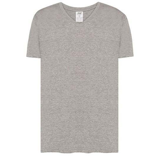 T-shirt slim z dekoltem V JHK270 - Grey Melange