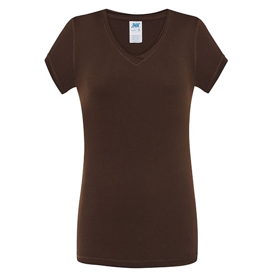 Koszulka Damska Slim Bawelniana JHK271 - Chocolate