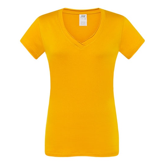 Koszulka Damska Slim Bawełniana JHK271 - Mustard