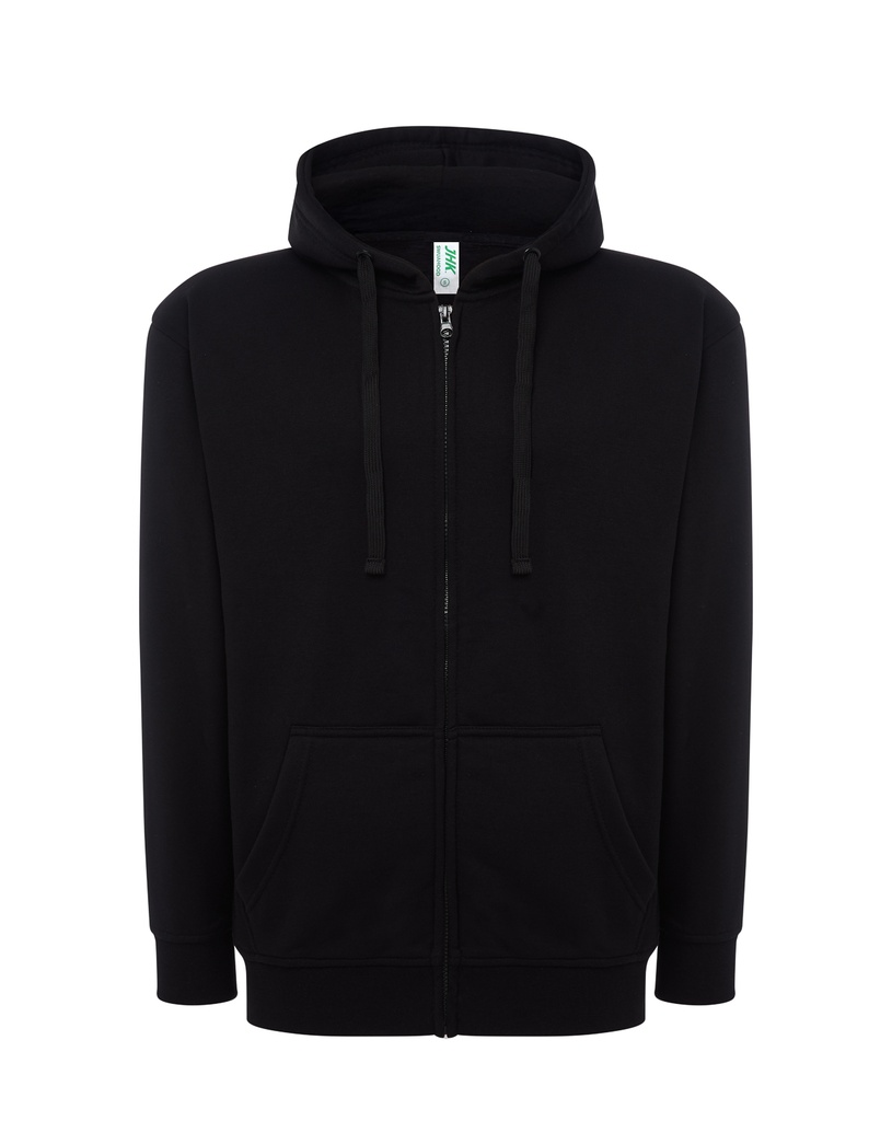 Bluza Meska z Kapturem i Zamkiem Szczotkowana Mieszanka JHK422 - Black