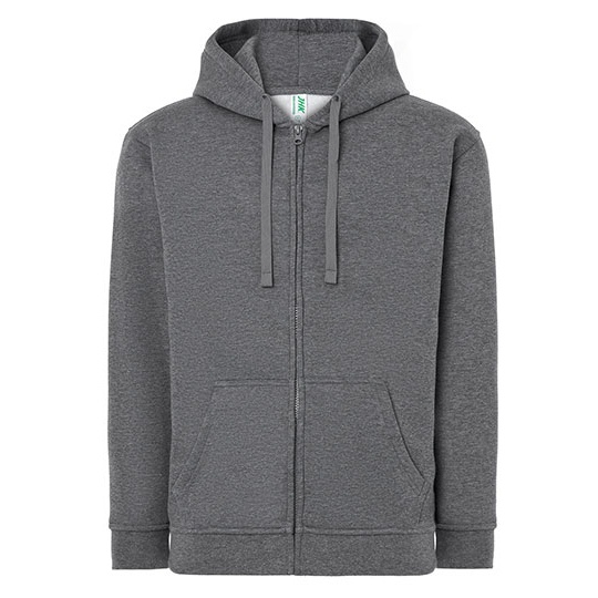 Bluza Meska z Kapturem i Zamkiem Szczotkowana Mieszanka JHK422 - Dark Grey Melange