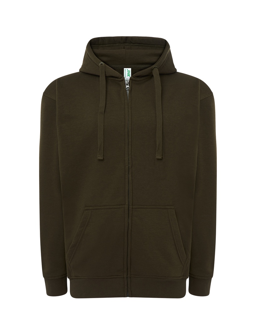 Bluza Meska z Kapturem i Zamkiem Szczotkowana Mieszanka JHK422 - Khaki