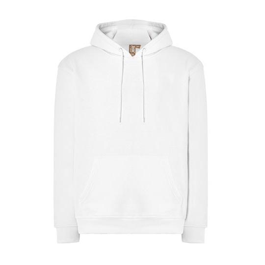 Bluza Unisex z Kapturem Organiczna Bawelna Poliester Recykling JHK426 - White