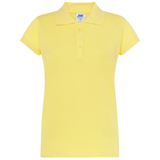 Koszulka Polo Damska Slim Bawelniana Pique JHK511 - Light Yellow