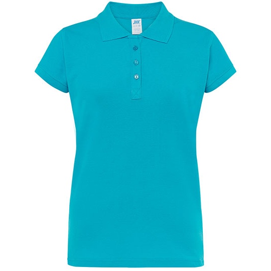 Koszulka Polo Damska Slim Bawelniana Pique JHK511 - Turquoise