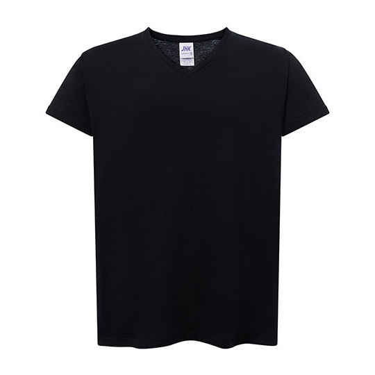 Damski t-shirt slim z dekoltem V JHK604 - Black