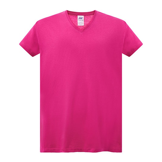 T-shirt Damski Slim Bawełniany JHK604 - Fuchsia