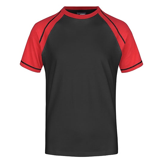 T-shirt męski raglanowy dwukolorowy JN010 - Black & Red
