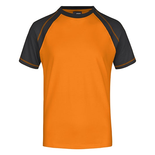 T-shirt męski raglanowy dwukolorowy JN010 - Orange & Black