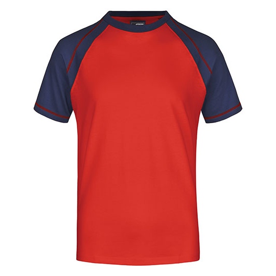 T-shirt męski raglanowy JN010 - Red & Navy