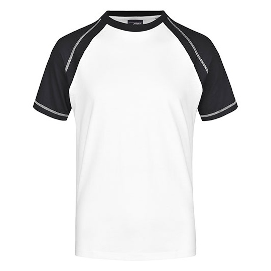 T-shirt Meski Raglanowy Dwukolorowy JN010 - White & Black