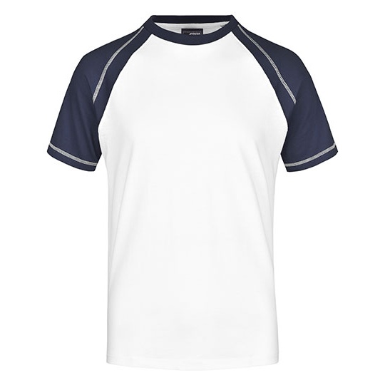 T-shirt Meski Raglanowy Dwukolorowy JN010 - White & Navy