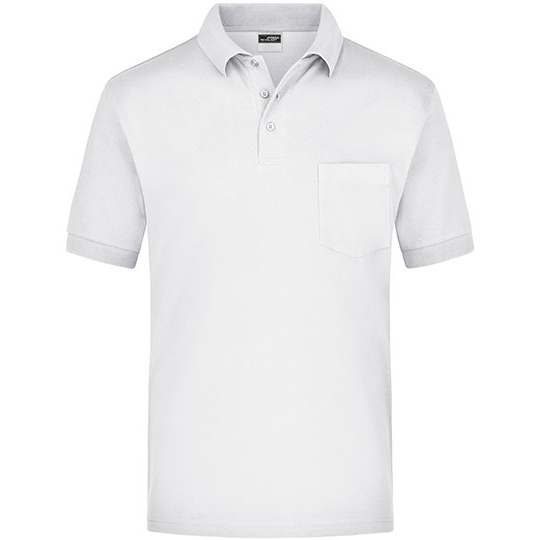 Koszulka polo piqué z kieszonką JN026 - White