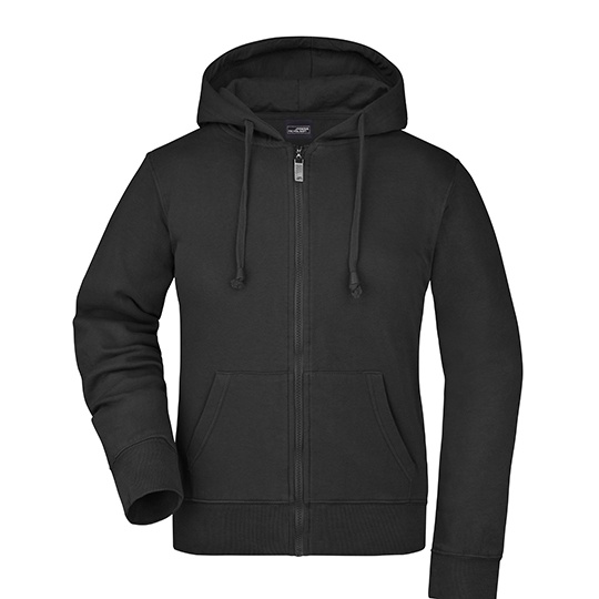Bluza Damska Rozpinana Bawelniana z Kapturem JN053 - Black
