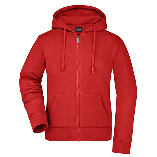 Bluza Damska Rozpinana Bawelniana z Kapturem JN053 - Red