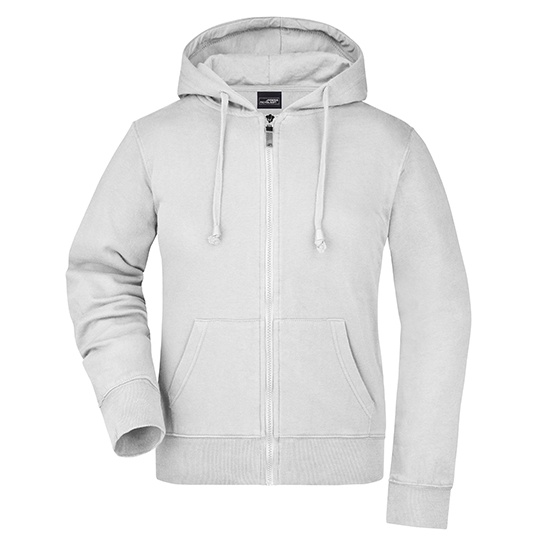Bluza Damska Rozpinana Bawelniana z Kapturem JN053 - White