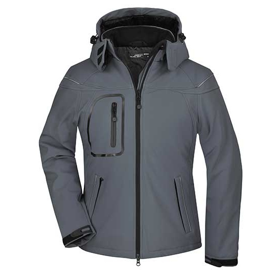 Damski zimowy softshell slim z odpinanym kapturem JN1001 - Carbon