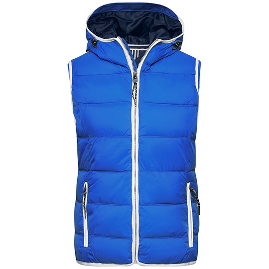Kamizelka Damska Pikowana Ocieplana z Kapturem JN1075 - Nautic Blue & White